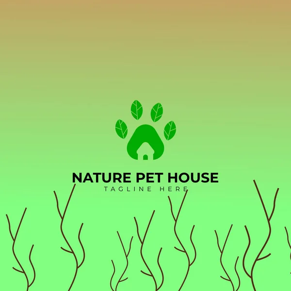 Doğanın, yeşilliğin, hayvanların (evcil hayvanların) ve diğer alanlardaki ihtiyaçlar için uygun, dallı, taze bir evcil hayvan logosu.