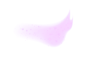 Düz kıvrımlı mor-pembe bir ışık akışı, yumuşak bir parıltı ve sayısız ışıldayan parçacıklar dinamik, fantezi benzeri soyut bir etki yaratıyor. PNG biçimi.