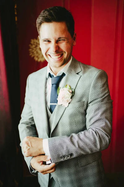 Dressed Groom Suit Happy Groom — Stock Photo, Image