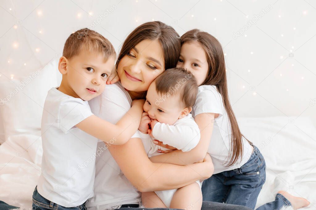 happy family concept, mother with kids 