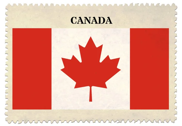 Kanadan Lippu Postimerkki Eristetty Valkoisella Taustalla Leikkausreitillä — kuvapankkivalokuva