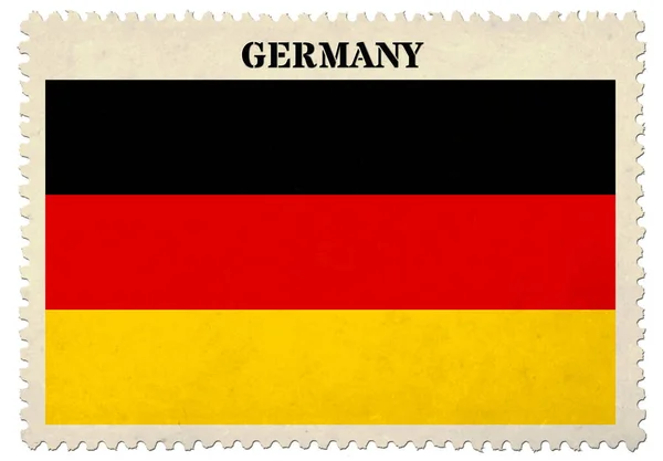 德国国旗在白色背景上与剪贴路径隔离的邮资邮票 — 图库照片
