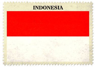 Indonesia flag Postage stamp isolated on white background with clipping path