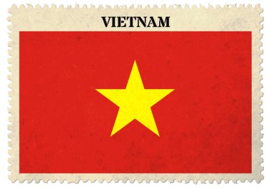 Vietnam flag Postage stamp isolated on white background with clipping path