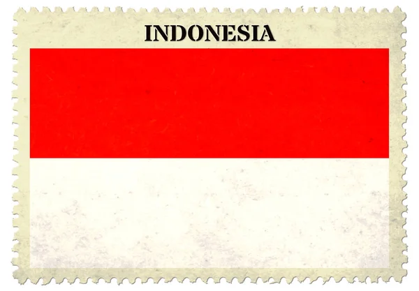 Indonesia Flag Postage Stamp Isolated White Background Clipping Path — ストック写真