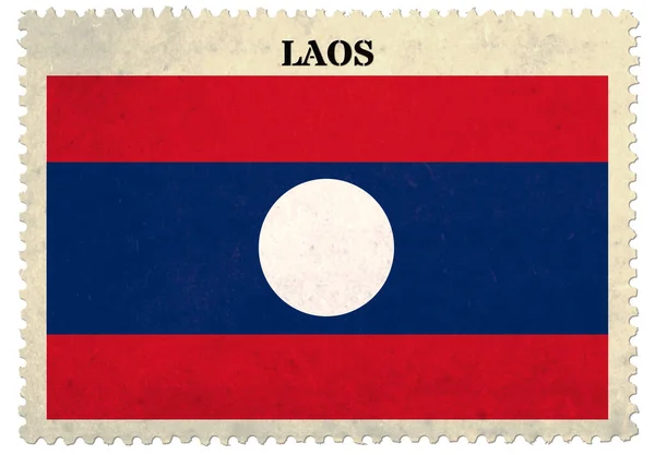 Laos Flagge Briefmarke Isoliert Auf Weißem Hintergrund Mit Clipping Pfad — Stockfoto