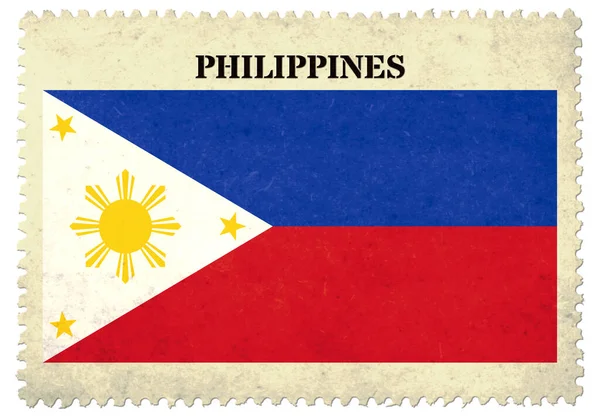 Philippines Flag Postage Stamp Isolated White Background Clipping Path — Foto de Stock