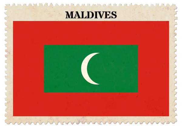 Malediven Vlag Postzegel Geïsoleerd Witte Achtergrond Met Knippad — Stockfoto