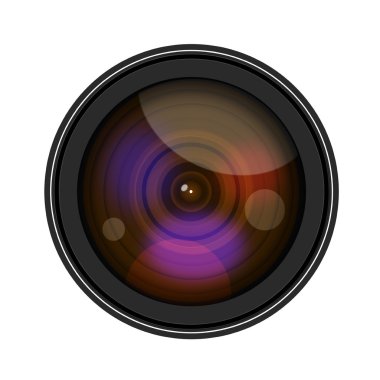 Kamera Lense izole beyaz arka plan üzerinde