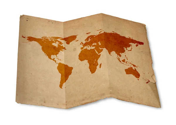 Mapa světa s vinobraní papír textury — Stock fotografie