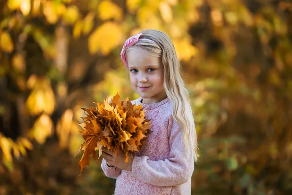 Close Portret Van Mooi Meisje Rusten Herfst Park — Stockfoto