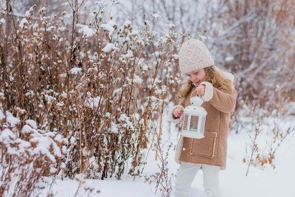 Mädchen geht im Winter spazieren — Stockfoto