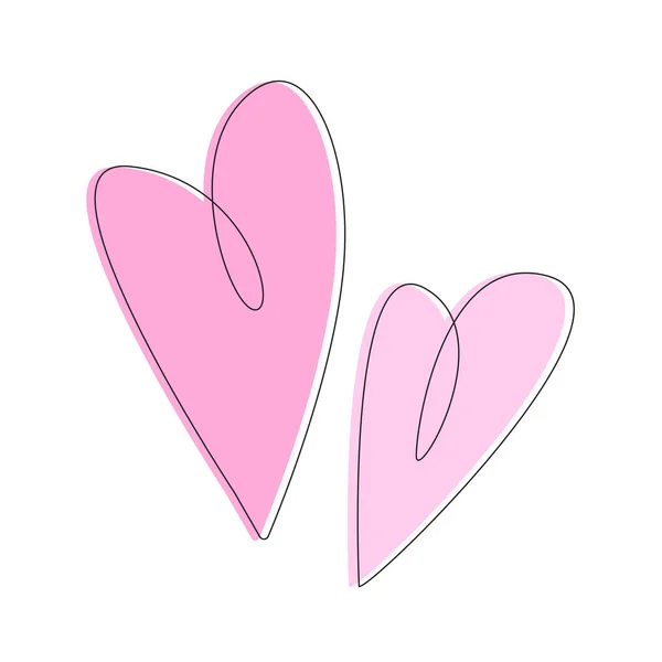 Dois corações cor de rosa. Ilustração plana vetorial —  Vetores de Stock