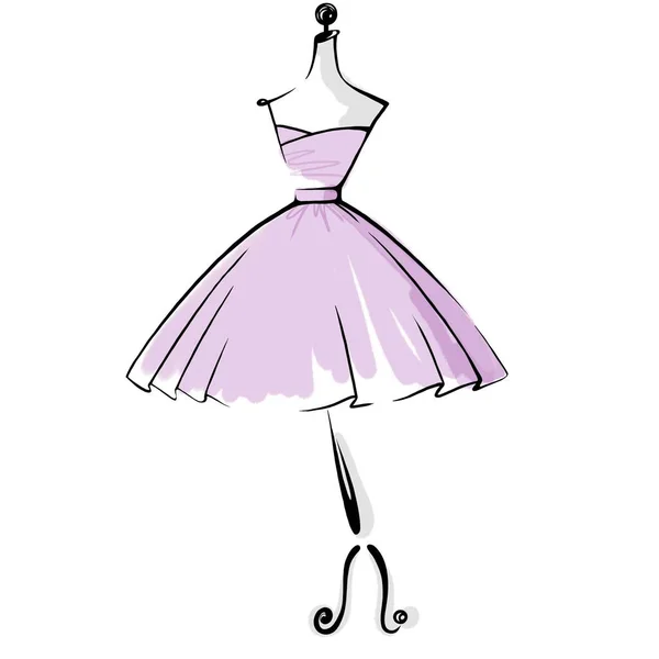 Ilustración, un vestido lila en un maniquí, en un rango suave. Para logotipos y tarjetas de visita. —  Fotos de Stock