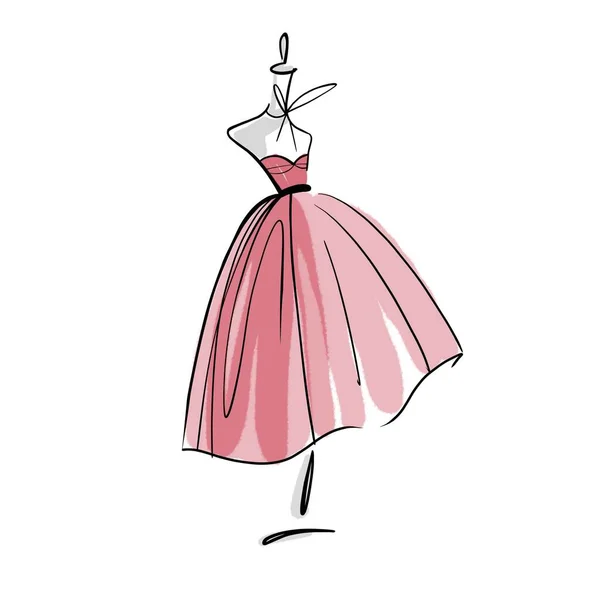 Robe rouge sur mannequin. Illustration sur fond blanc. — Photo