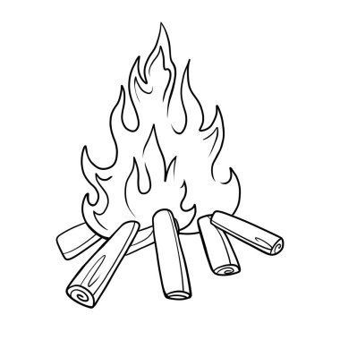 Odunlu bir şifoniyerin çizgisel görüntüsü. Yangın..
