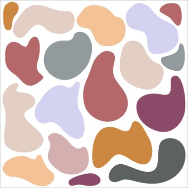 Farklı şekillerde parlak renkli noktalar. Vektör düz resimleme.