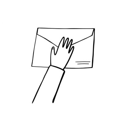 Kağıt bir zarfın üzerinde. Mektup. Doğrusal resim.