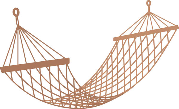 Brown mesh hammock on a white background. Vector illustration