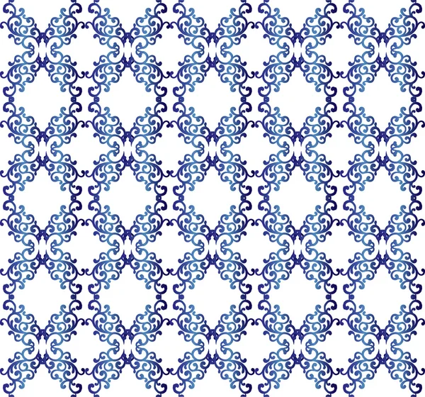 Vintage motif bleu sans couture. Décoration décor toile de fond pour tissu, textile, papier d'emballage . — Image vectorielle