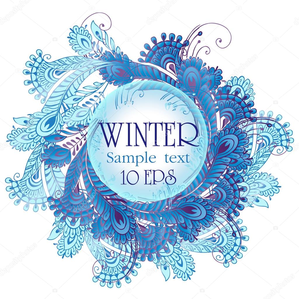 Wreath of frost patterns. Vector illustration.