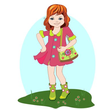 Kız moda. Vektör çizim.