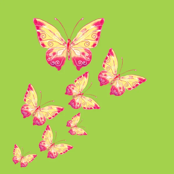 Mariposa acuarela fondo, vector de cal — Vector de stock