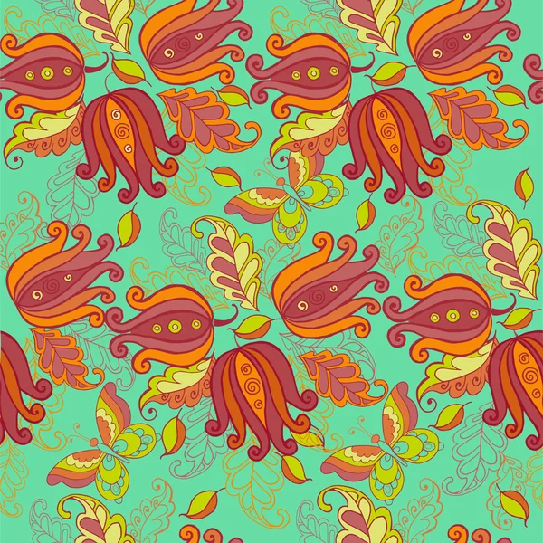 Fondo floral ornamental. Patrón sin costuras para sus fondos de pantalla de diseño, rellenos de patrones, fondos de página web, texturas de superficie . — Vector de stock