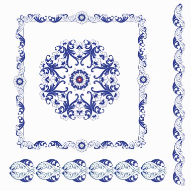 Çiçek öğelerle süslü çerçeve.