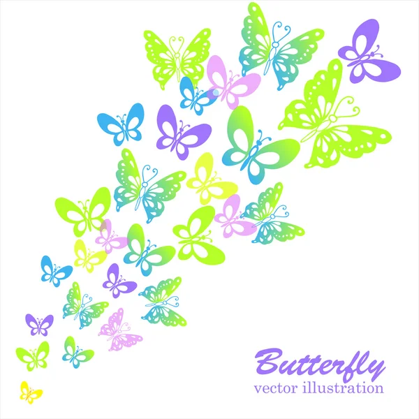 Multicolored butterflies isolated on a white background. — Stock Vector