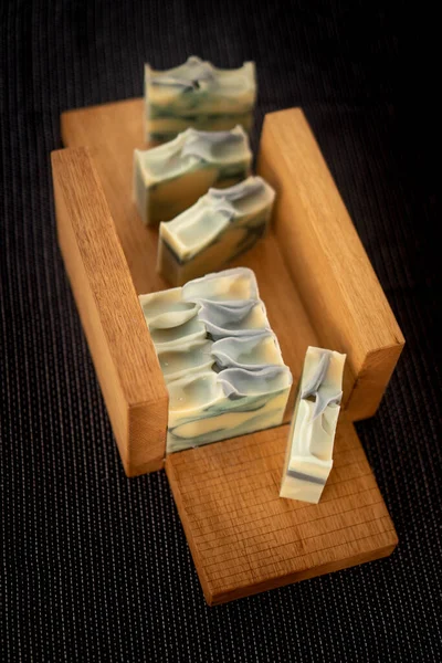 Fresh made homemade bar of herbal soap — Stock Photo, Image