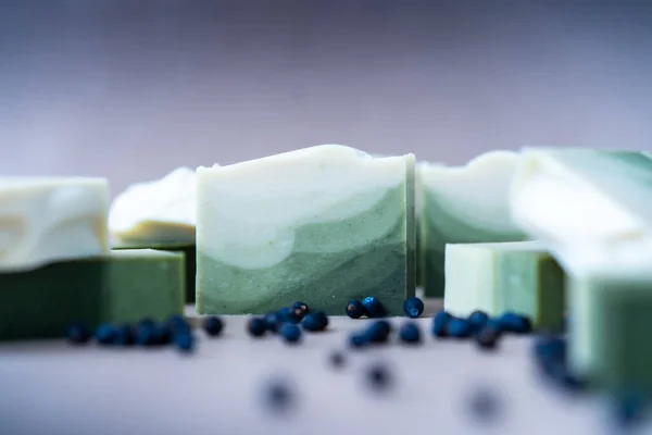 Fres made bar of juniper soap — Stock Photo, Image