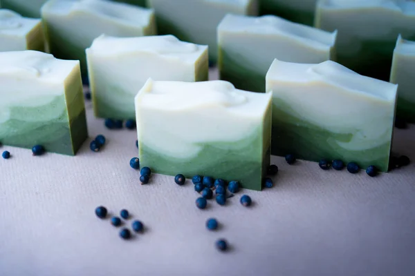 Fres made bar of juniper soap — Stock Photo, Image