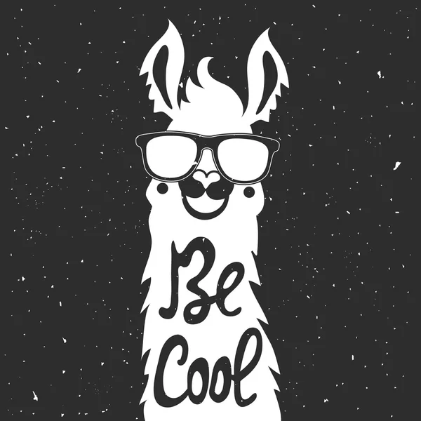 Lama animal con estilo en gafas de sol — Vector de stock