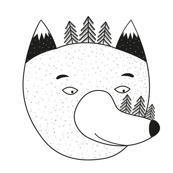 Mignon dessin animé tête de loup — Image vectorielle