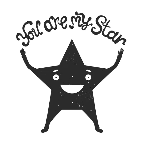 星と手描きのレタリングの引用 — ストックベクタ