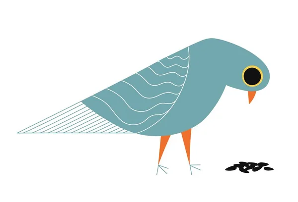 Güvercin Ayçiçeği Çekirdekli Vektör Çizimi Komik Kuşlu Moda Yazdırma Tasarımı — Stok Vektör