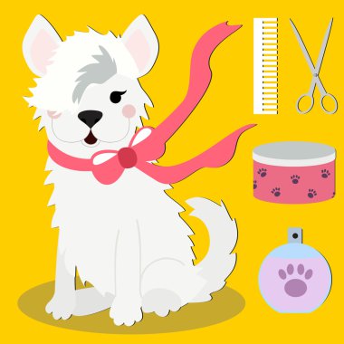 Stylish dog with pink scarf