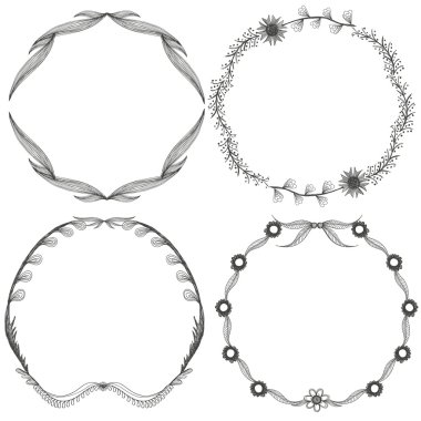 hand drawn frames with flowers