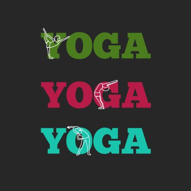 Text Yoga with white contour woman