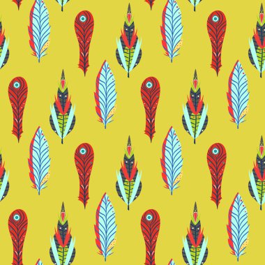 desen renkli tüyleri ile.