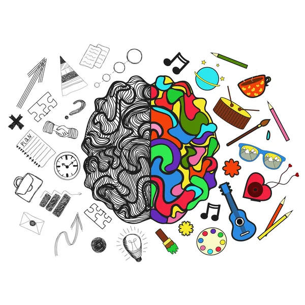 Right and left hemispheres of brain — Διανυσματικό Αρχείο