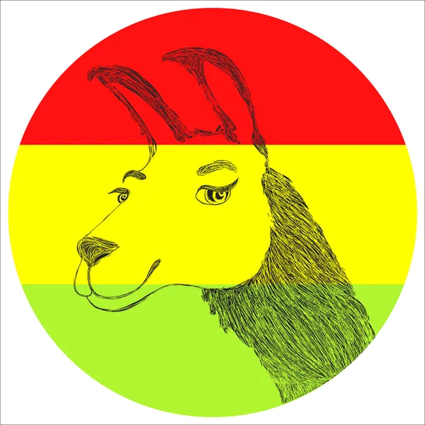 Lama com bandeira boliviana — Vetor de Stock