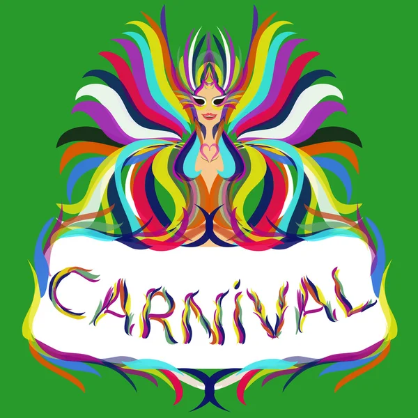 Mujer en traje de carnaval y máscara . — Vector de stock