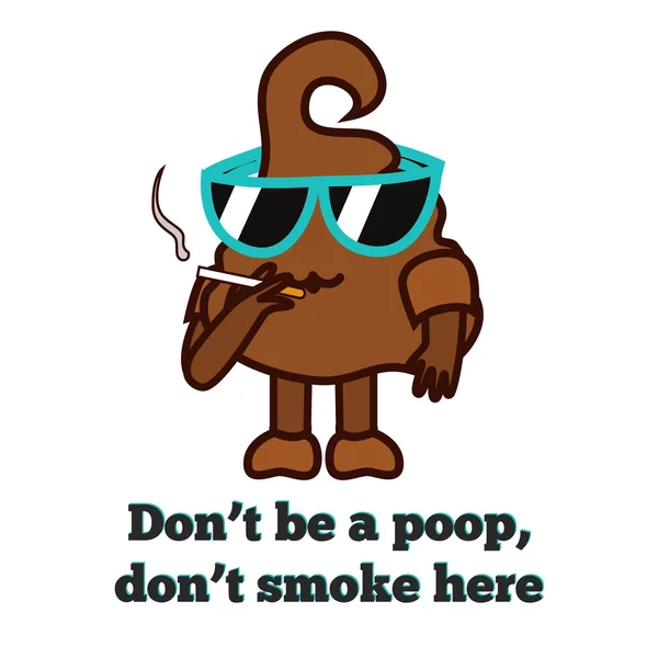 The poop smoking cigarette — 스톡 벡터
