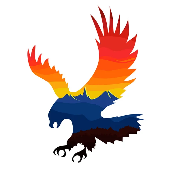 Flying eagle med färgglada himmel — Stock vektor