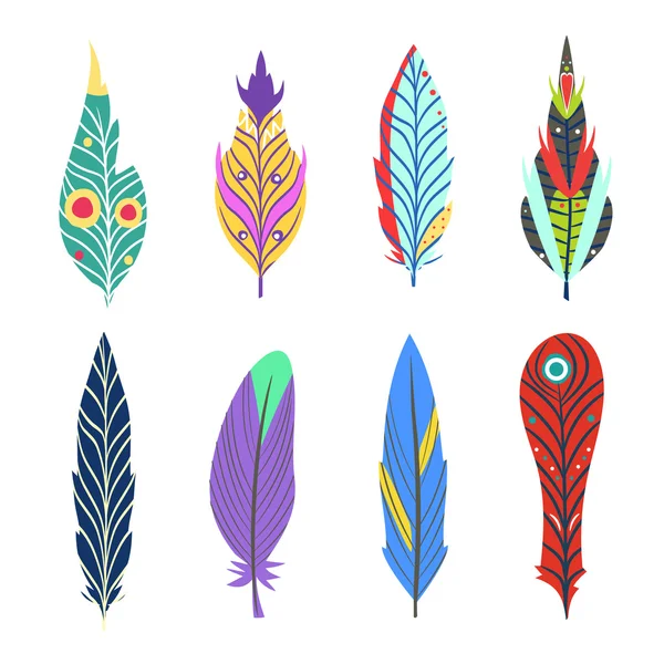 Colored hipster feathers — Stock Vector