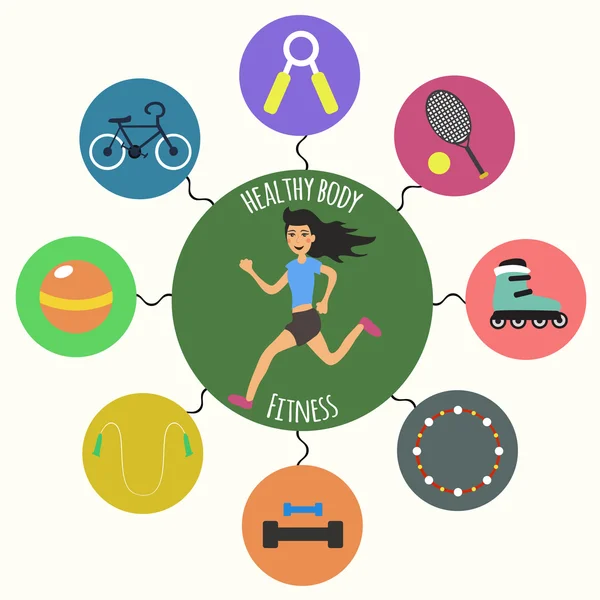 Sağlıklı spor hayatı hakkında Icon set — Stok Vektör
