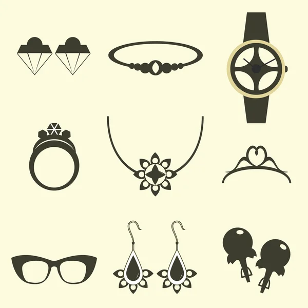 Conjunto de iconos de joyería . — Vector de stock