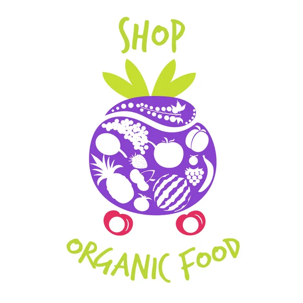 Logo nebo popisek s ovocem v berry — Stockový vektor